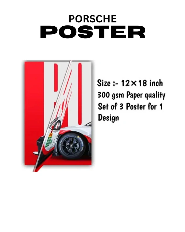 PORSCHE CAR POSTER - 12 X 18 inches