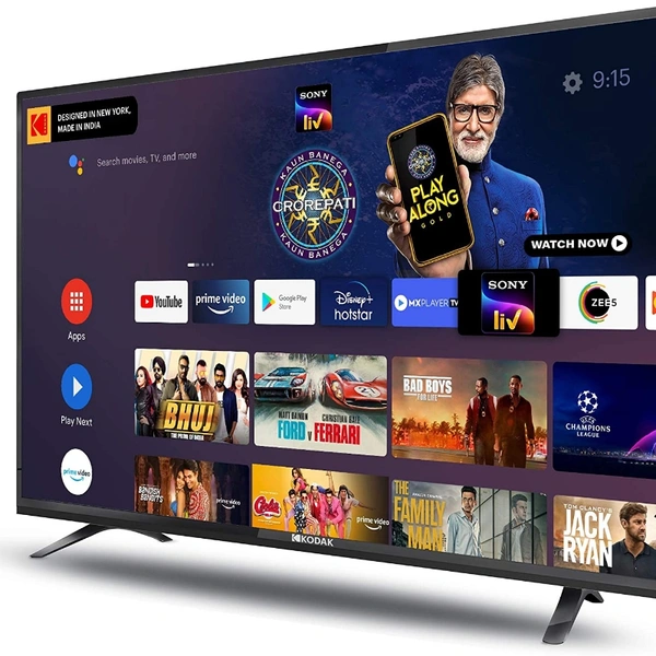 Kodak 102 cm (40 Inches) Full HD Certified Android LED TV 40FHDX7XPRO (Black) (2020 Model - Black, 40 inch