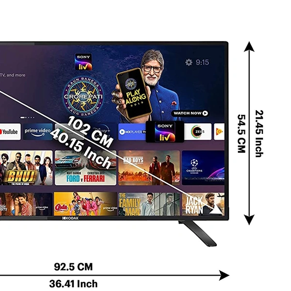 Kodak 102 cm (40 Inches) Full HD Certified Android LED TV 40FHDX7XPRO (Black) (2020 Model - Black, 40 inch