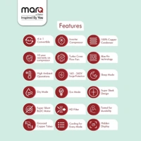 MarQ by Convertible 4-in-1 Cooling 0.8 Ton 3 Star Split Inverter AC White 083SIAA22W - Free