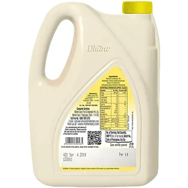  Dhara  Dhara Refined Sunflower Oil (5 L): 4.55 kg - 4.55 L
