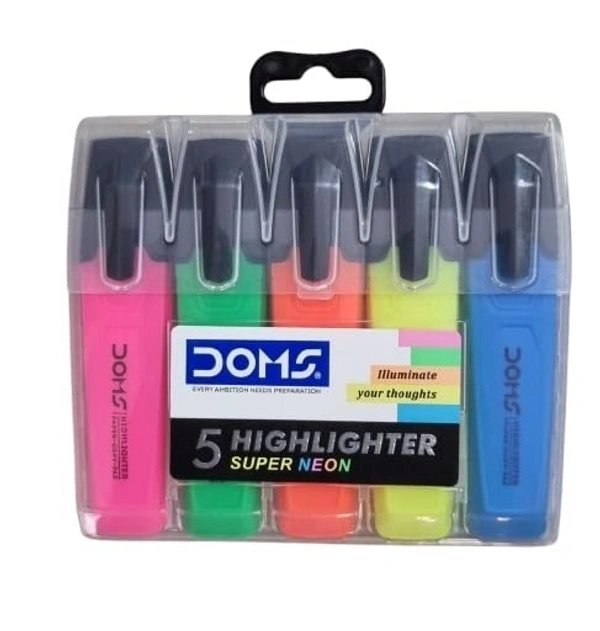 Doms Super Neon Highlighter Pens - 5 Pieces: 1 Unit - 5 Pieces: 1 Unit
