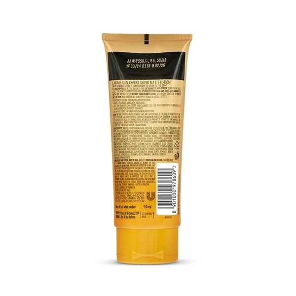  Lakme 9 To 5 Sun Expert Super Matte Sunscreen Lotion SPF 25 PA ++: 50 ml - 50ml