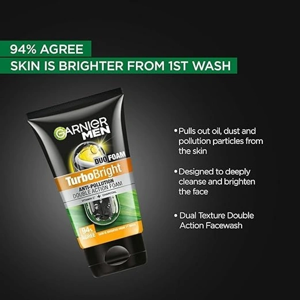  Garnier Men Turbo Bright Face Wash: 100 g - 100 g