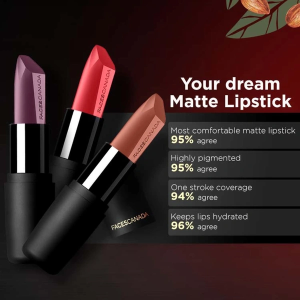  Faces Canada Matte Finish Lipstick - Hot Plum 24: 4 g - 4g