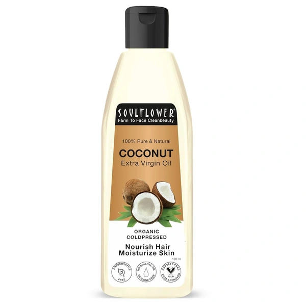  Soulflower Cold Pressed Coconut Extra Virgin Oil: 120 ml - 120ml