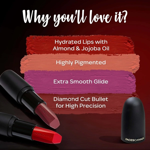  Faces Canada Matte Finish Lipstick - Hot Plum 24: 4 g - 4g