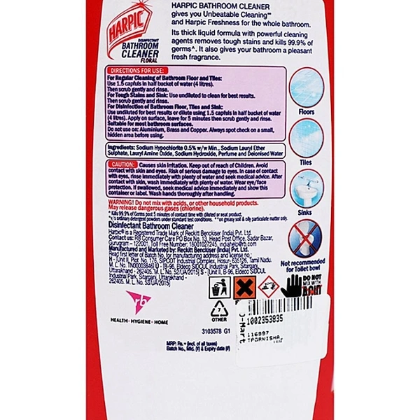  Harpic Harpic Bathroom Cleaner - Floral: 1 L - 1L