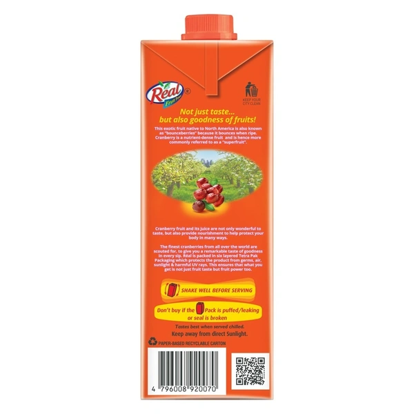 Real Fruit Power Cranberry: 1 L - 1l