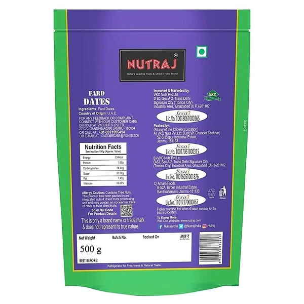 Nutraj Fard Premium Seeded Dates: 500 g - 500g