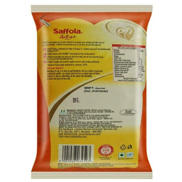 Saffola Active Pro Rice Bran Oil  - 850grams