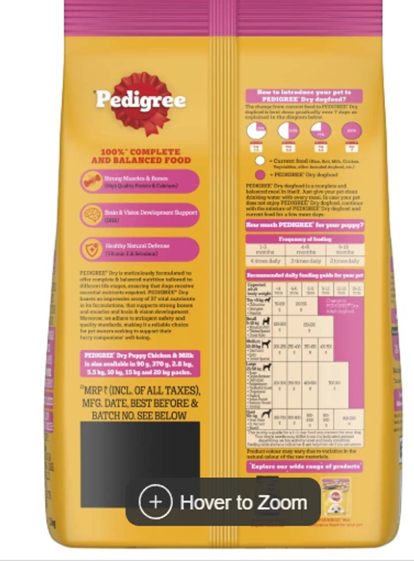  Pedigree Puppy Food - Chicken & Milk:  - 10kg