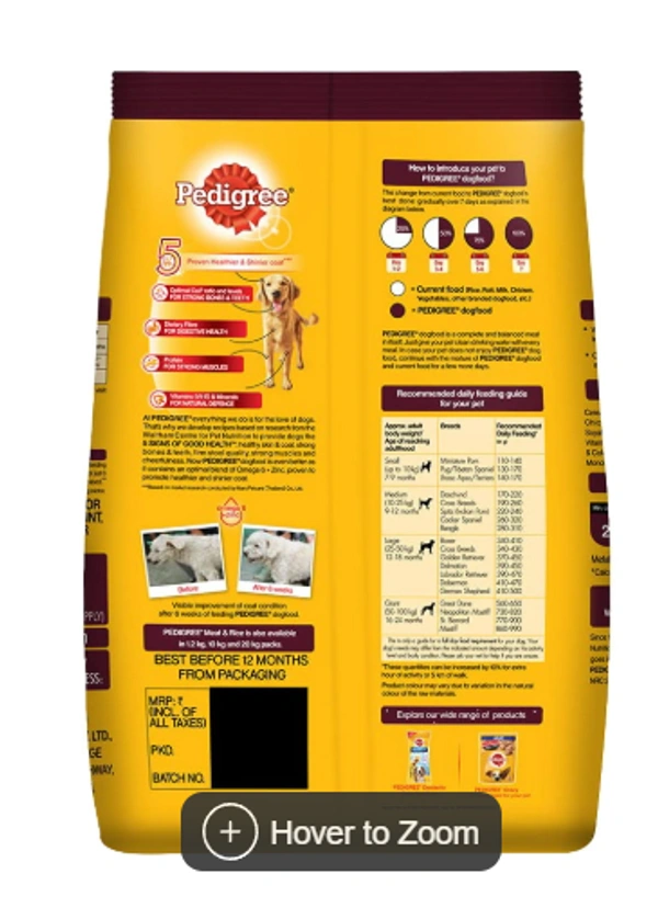  Pedigree Adult Dog Food - Meat & Rice:  - 10kg