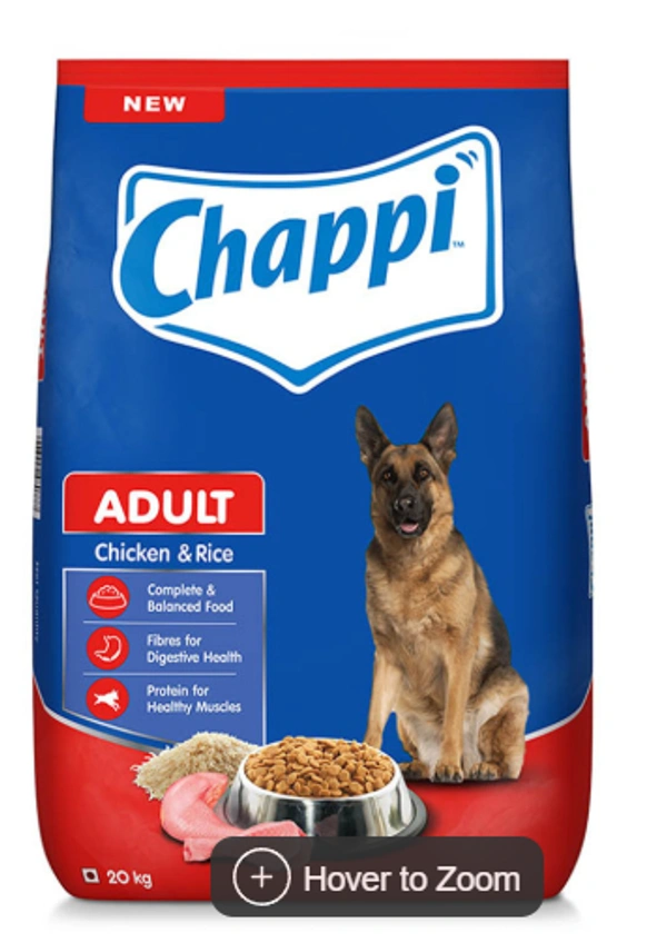  Pedigree Chappi Adult Chicken & Rice Dog Food:  - 20 kg