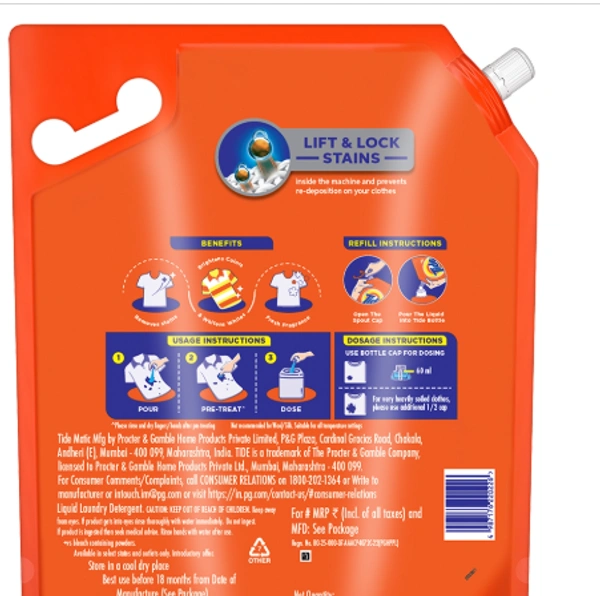 Tide  Tide Matic Top Load Liquid Detergent:  - 3.2 L
