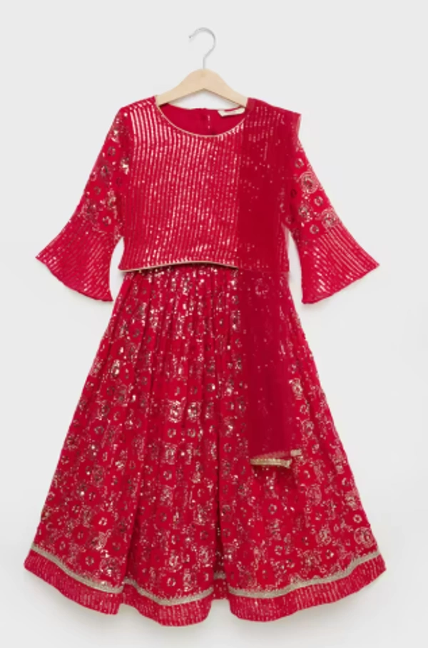 Karrot Solid Blended Fabric Regular Fit Girls Ethnic Set - 1-2 years