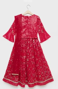 Karrot Solid Blended Fabric Regular Fit Girls Ethnic Set - 1-2 years