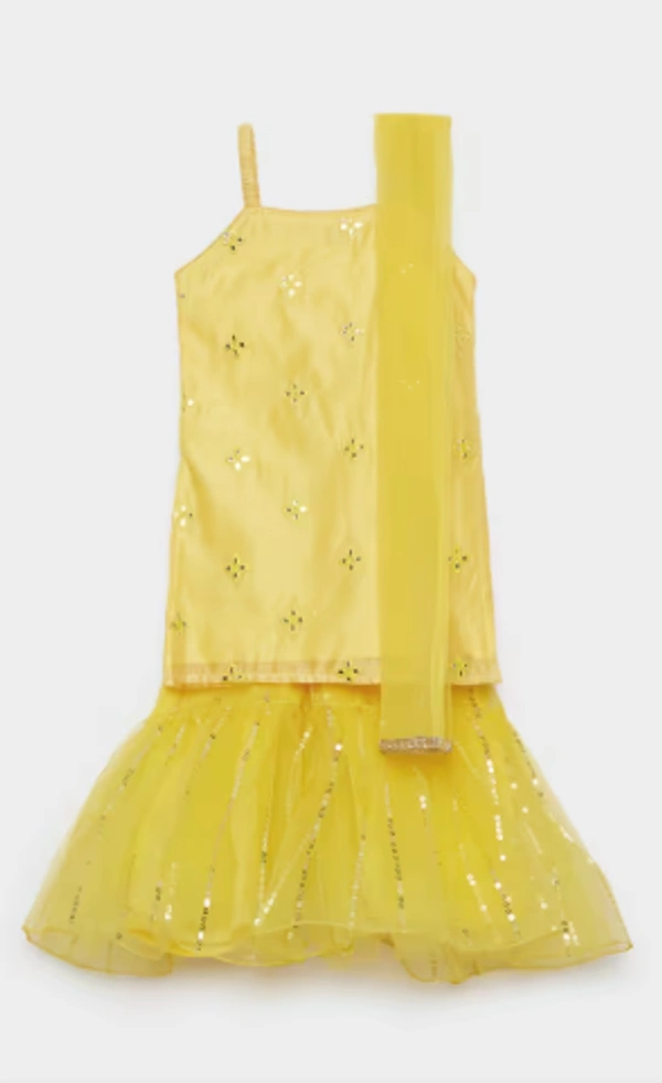 Karrot Solid Blended Fabric Girls Salwar Kurta Dupatta Set - 1-2 years