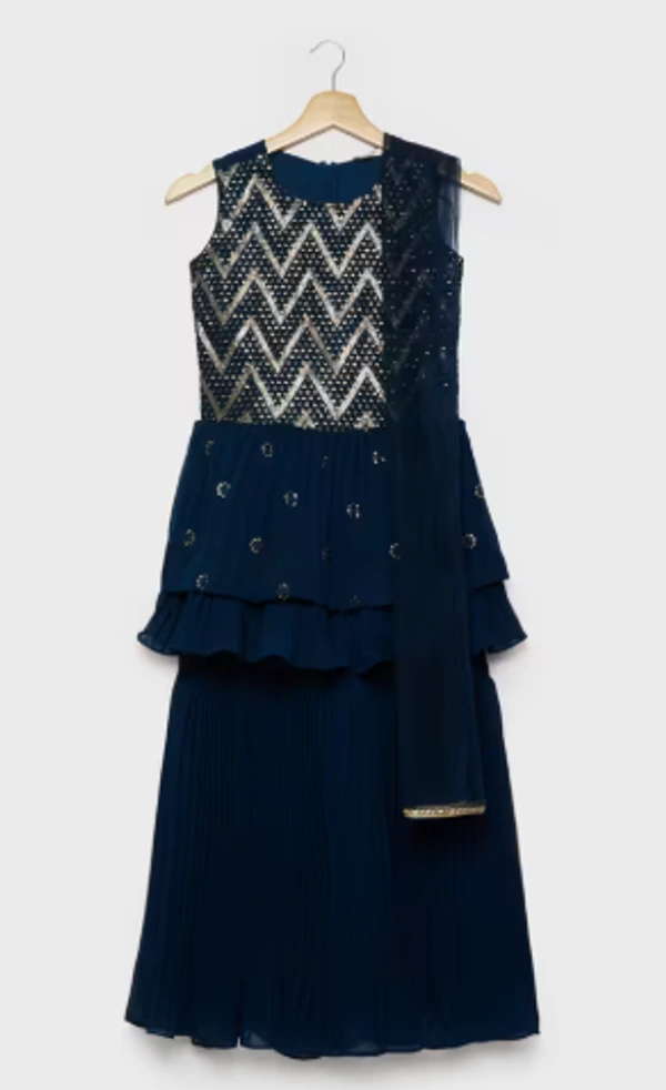 Stop Solid Blended Fabric Girls Ghaghara Choli Dupatta Set - 11-12 years