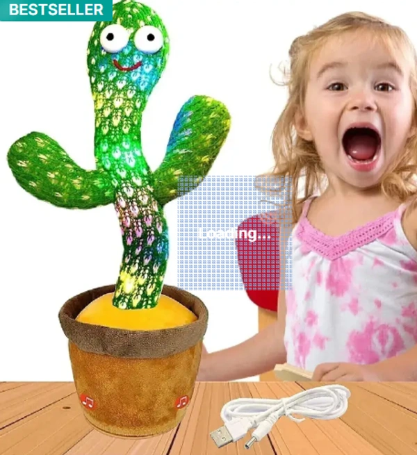  TAPUJI TAPUJI Dancing Cactus Repeats What You Say,Electronic Plush Toy with Lighting,Singing Cactus Recording and Repeat Your Words for Education Toys  (Green)