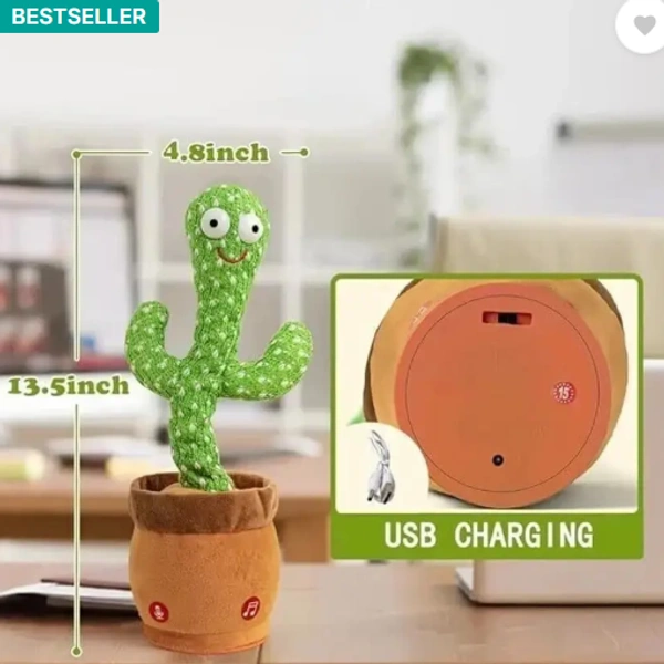 TAPUJI TAPUJI Dancing Cactus Repeats What You Say,Electronic Plush Toy with Lighting,Singing Cactus Recording and Repeat Your Words for Education Toys  (Green)