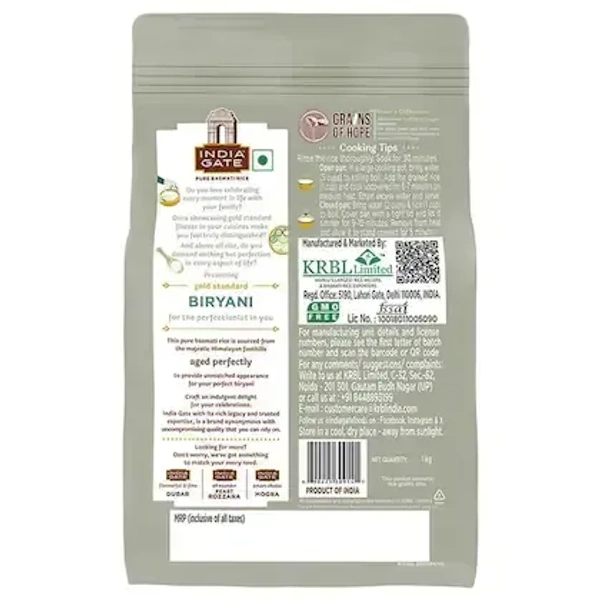 India Gate Biryani Pure Basmati Rice: 1 kg - 1kg
