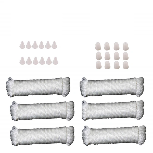 Nylon Ceiling Cloth Hanger Accessories (Kit: 6 Set of Ropes of 40 feet, 12 Cones, 12 caps)