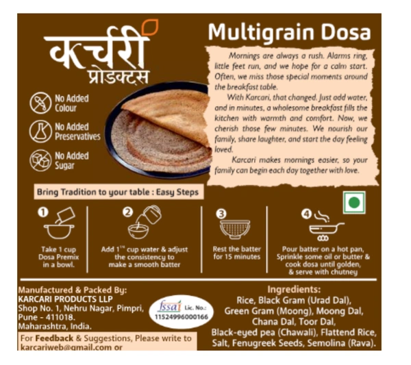 Multigrain Dosa - Blend of grains for a hearty breakfast