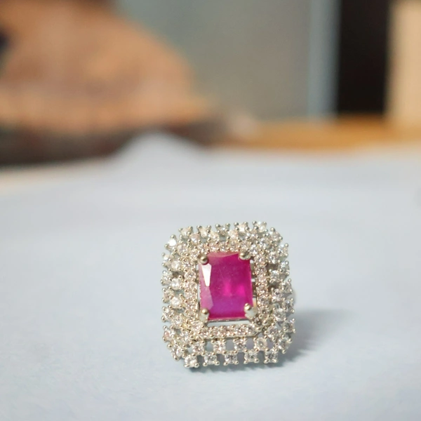 Dazzling Rectangular Ruby CZ Statement Ring