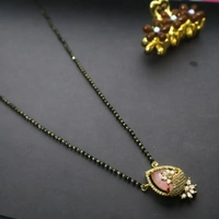 Elegant Rose Mangalsutra with Pink Stone and CZ Floral Design