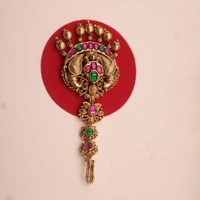 Antique Peacock Maang Tikka with Ruby & Emerald Stones