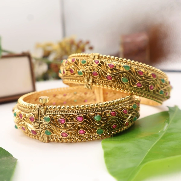 Traditional Peacock Motif Bangles Pair