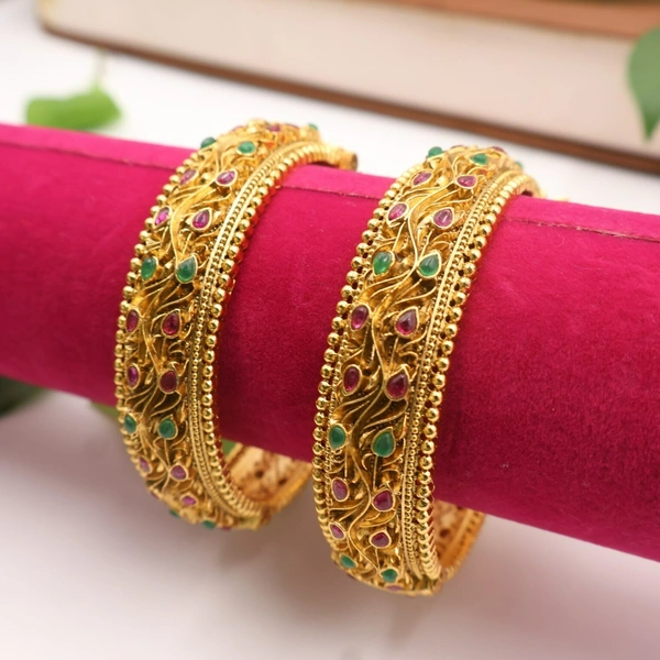 Traditional Peacock Motif Bangles Pair