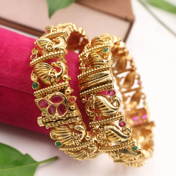 Regal Peacock-Inspired Antique Bangles