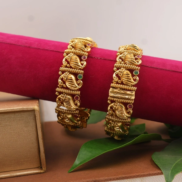 Regal Peacock-Inspired Antique Bangles