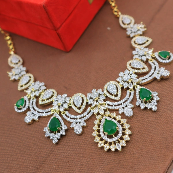 Royal Ruby green Diamond imitation Necklace Set