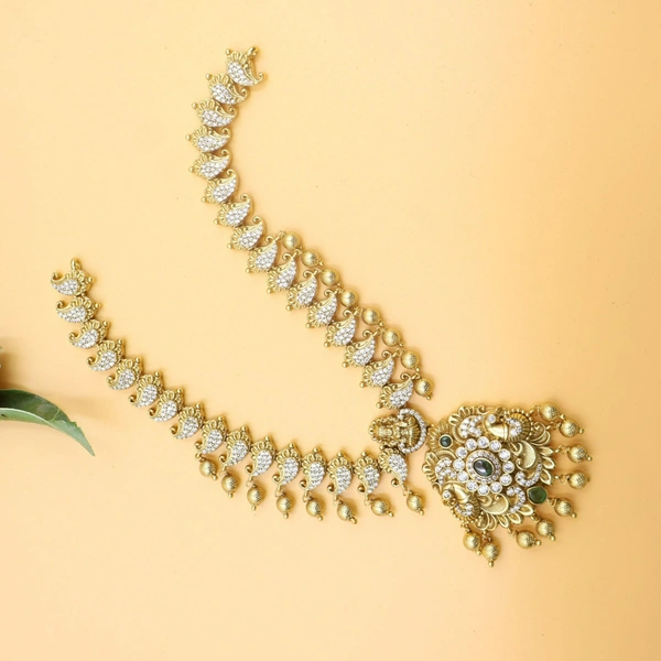 Antique Lakshmi Temple Necklace Set with Earrings
