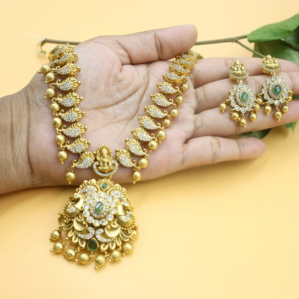 Antique Lakshmi Temple Necklace Set with Earrings