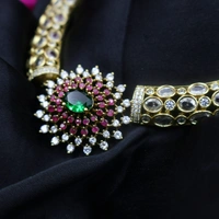 Ruby-Embraced Emerald Kundan Necklace Set