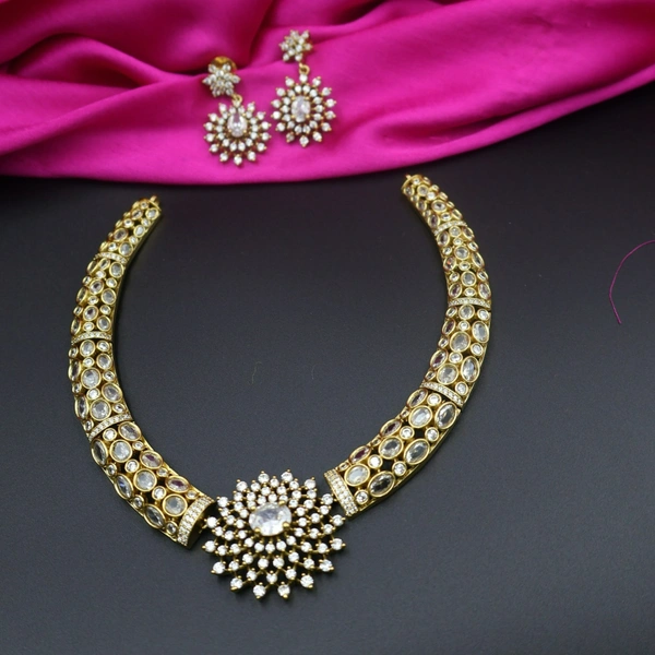 Crystal Bloom Kundan Necklace Set