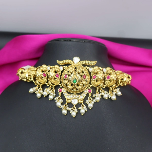 Peacock Motif Antique Choker with Kemp & Pearl Detailing