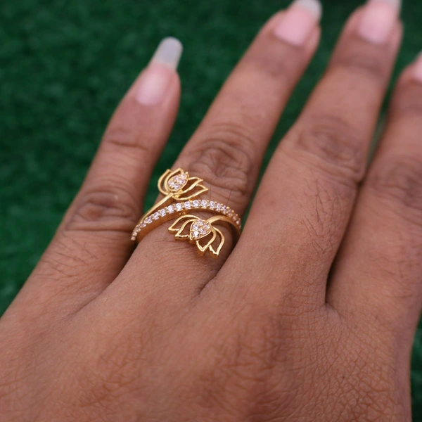 Elegant Twin Lotus Adjustable Ring