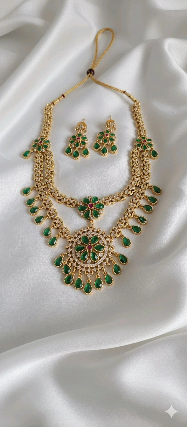 Two Steps Green Cz Neck set 