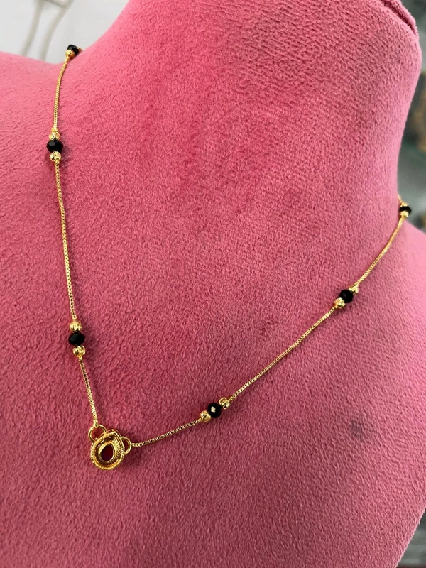 18 Inchs Pink Black Beed