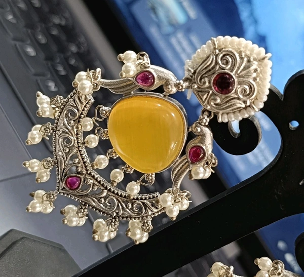 oxidized chandbali earrings