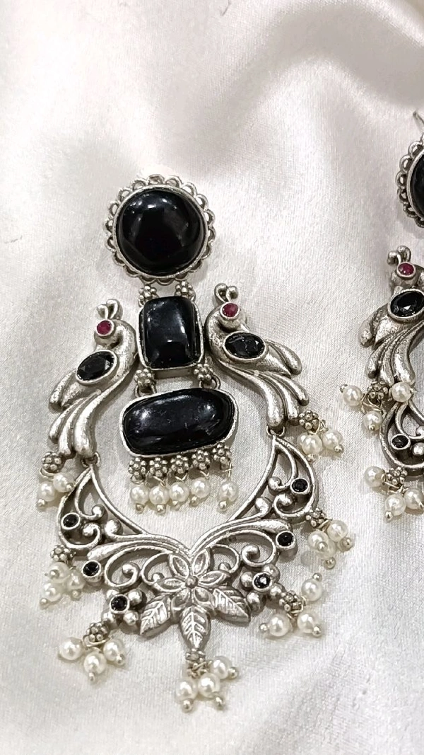 oxidized chandbali earrings
