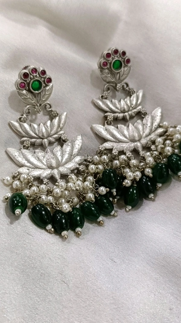oxidized chandbali earrings Green