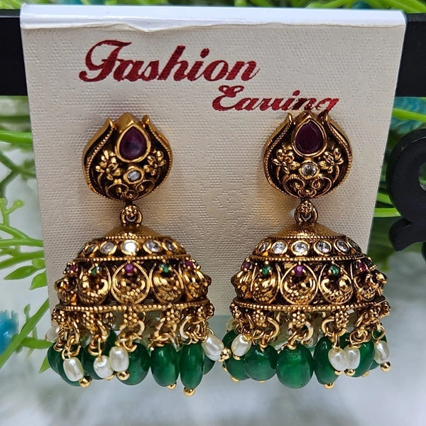 nakshi green beeds earrings