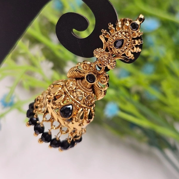macro black earrings