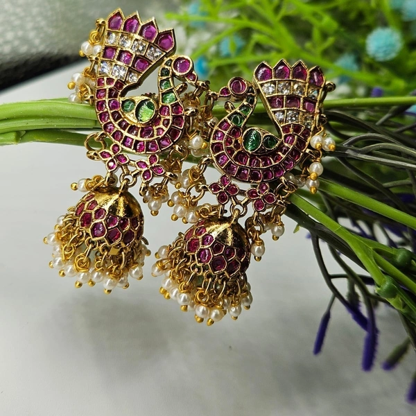 ruby peacock earrings